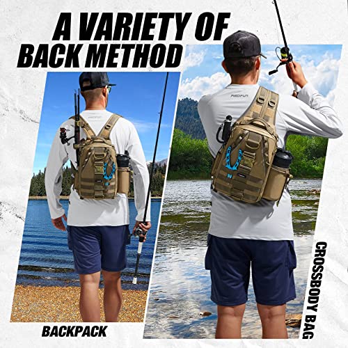 Piscifun Fishing Backpack with Rod Holder, Lightweight Sling Bag Storge Gear and Equipment