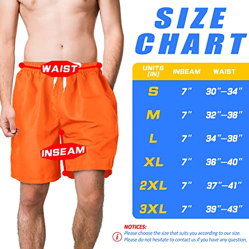 Men's 7-inch Quick Dry Swim Trunks Board Shorts - Medium Orange