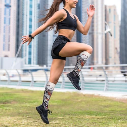 Unisex Compression Socks for Travel, Pregnancy, Running & Recovery - One Size Dragon Head Tattoo