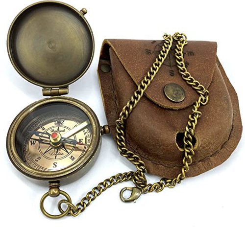 Grow Old Along with me Engraved Brass Compass on Chain Compass with Leather case Engraved, Valentine Gift, Birthday, Long Distance, Love, Sorry, Keepsakes, Old Memories, Love Momento