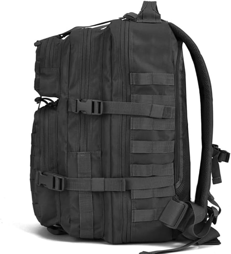 REEBOW GEAR Tactical Backpack 40L Large Army 3 Day Assault Pack Molle Bug Bag Backpacks Military Style Rucksacks (Black)
