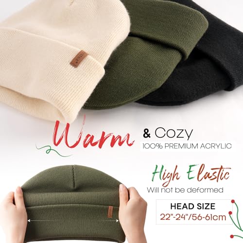 FURTALK Womens Winter Warm Satin Lined Beanie Hats Silk Lining Unisex Knit Slouchy Caps