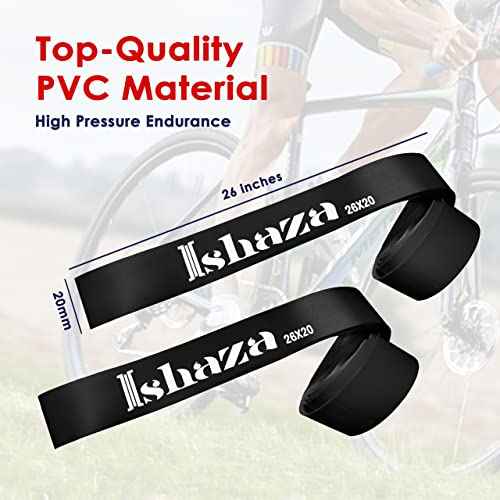 Pack of 2 Bicycle Rim Strip 26" x 20mm ? Red Rim Tape High-Pressure, Puncture & Temperature Resistant Durable Elastic PVC Bike Wheel Liner for Mountain & Road Bicycle (Black, 26Inch x 20mm)