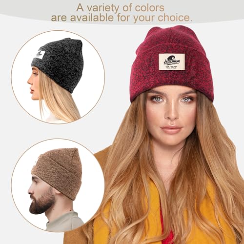 Unisex Winter Beanie Hats - Black, Gray, Navy Mix, Soft & Warm, 3-Pack