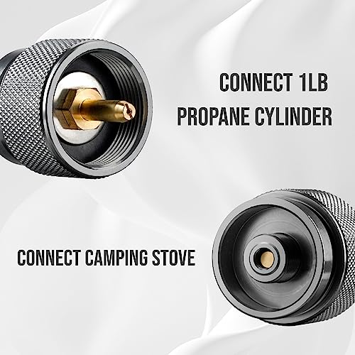 Camping Stove Adapter for 1LB Propane Gas Cylinder - Grey & Gold 2-Pack