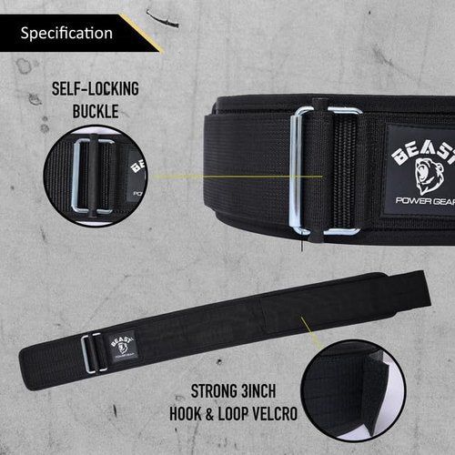 Self Locking Gym Belt Weight Lifting Belts For Men 4 Inch Weight Belt for Men with Metal Buckle Weight Lifting Belts for Women, Bodybuilding, Powerlifting & Weightlifting Belt