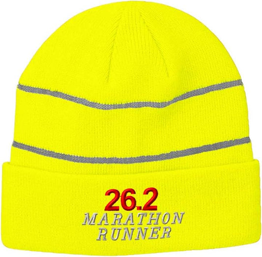Reflective Beanie for Men & Women 26.2 Marathon Runner Run Embroidery 1 Size