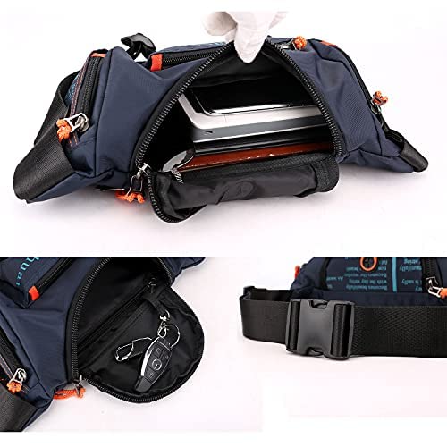 Waterproof Fanny Pack Crossbody Outdoor Waist Bag Pouch With Adjustable Strap Travel Hip Bag For Men Mountaineering,Hiking,Traveling, Camping, Cycling,Running (indigo)