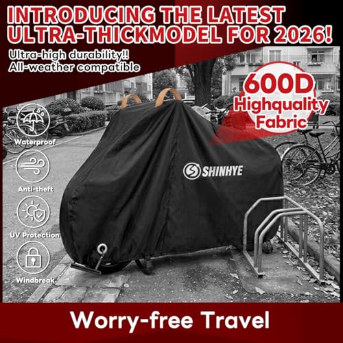 Black Bike Cover Waterproof Outdoor 79x28x43.5in for Mountain, Road, Electric Bikes - L Size