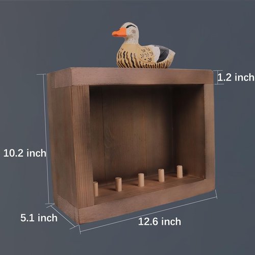 Nosadi Duck Call Display Case Handcrafted Wooden DuckCall Box for 5 Duck Calls - Duck Call Storage Shelf Cabinet for Duck Hunting Enthusiasts or Home Decoration, 12.6"x6.3"