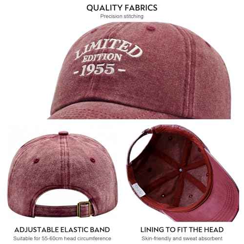 70th Birthday Gifts for Men Women, Happy 70th Birthday Decorations - Adjustable Embroidered Baseball Caps
