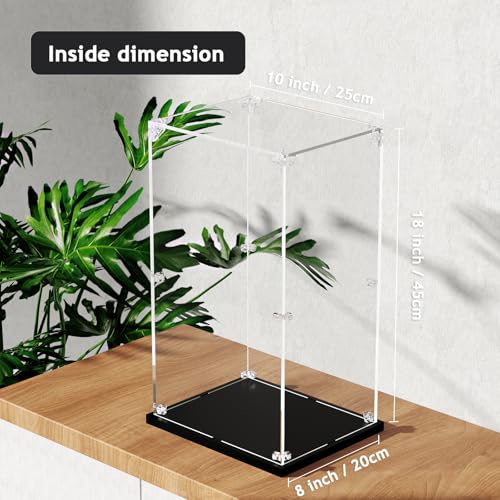 3MM Clear Acrylic Display Case - 10x8x18 Inch, Easy Assembly Showcase Box