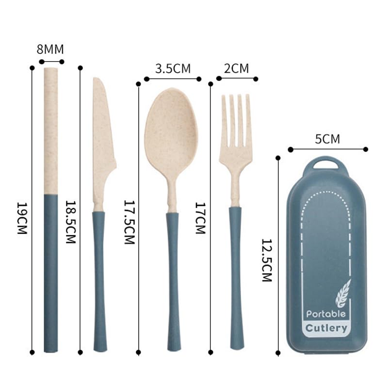 4Pack Folding Cutlery Set with Case, Travel Foldable Collapsible Portable Wheat Spoon Fork Straw Utensil Tableware for Picnic Camping