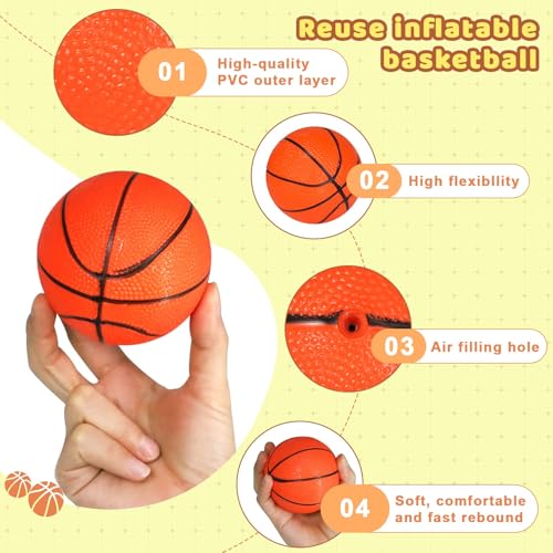 Mini Inflatable Basketballs 10 Pack - 4 Inch Rubber Toy for Kids Indoor Outdoor Play
