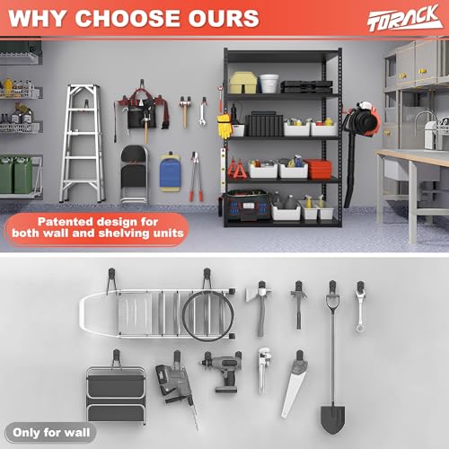 Garage Storage Hooks 15 Pack - Wall & Keyhole Shelving Compatible - Orange