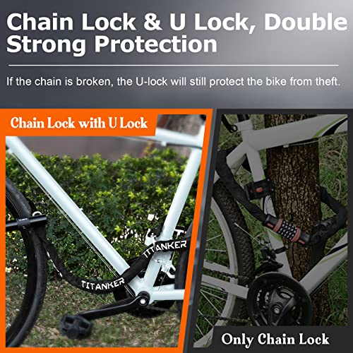 Heavy Duty Bike Chain Lock with U Lock - 3 Feet, 6mm Chain - Security Bike Lock with 2 Keys