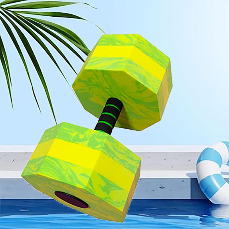 Aquatic Exercise Dumbbell Set of 2 for Water Aerobics, High-Density EVA-Foam Water Weights, Pool Fitness Equipment for Unisex Adults (Octagon)