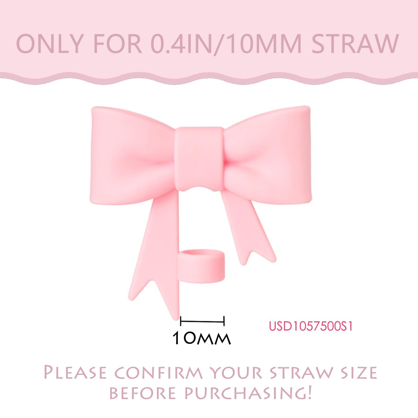 HIUSITY Bow Straw Cover Topper for Stanley Cup,Silicone Straws Toppers for Tumbler with Handle 40oz,Cute 10mm/0.4in Covers Cap,Dust-Proof Reusable Lids for Stanleys Cups Accessories,Pink