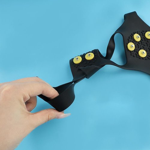 Shoes Traction Cleat 4 pcs Ice Snow Grips for Shoes Boots Non Slip Shoe Ice Grippers 10 Steel Rubber Spikes Crampons Footwear L Black