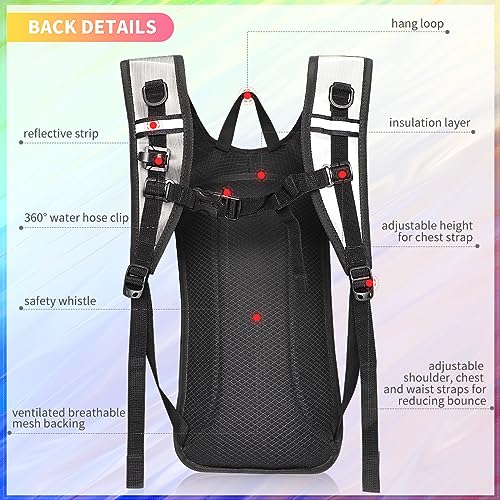 Gray Hydration Backpack with 2L Insulated Water Bladder for Raves Hiking Cycling
