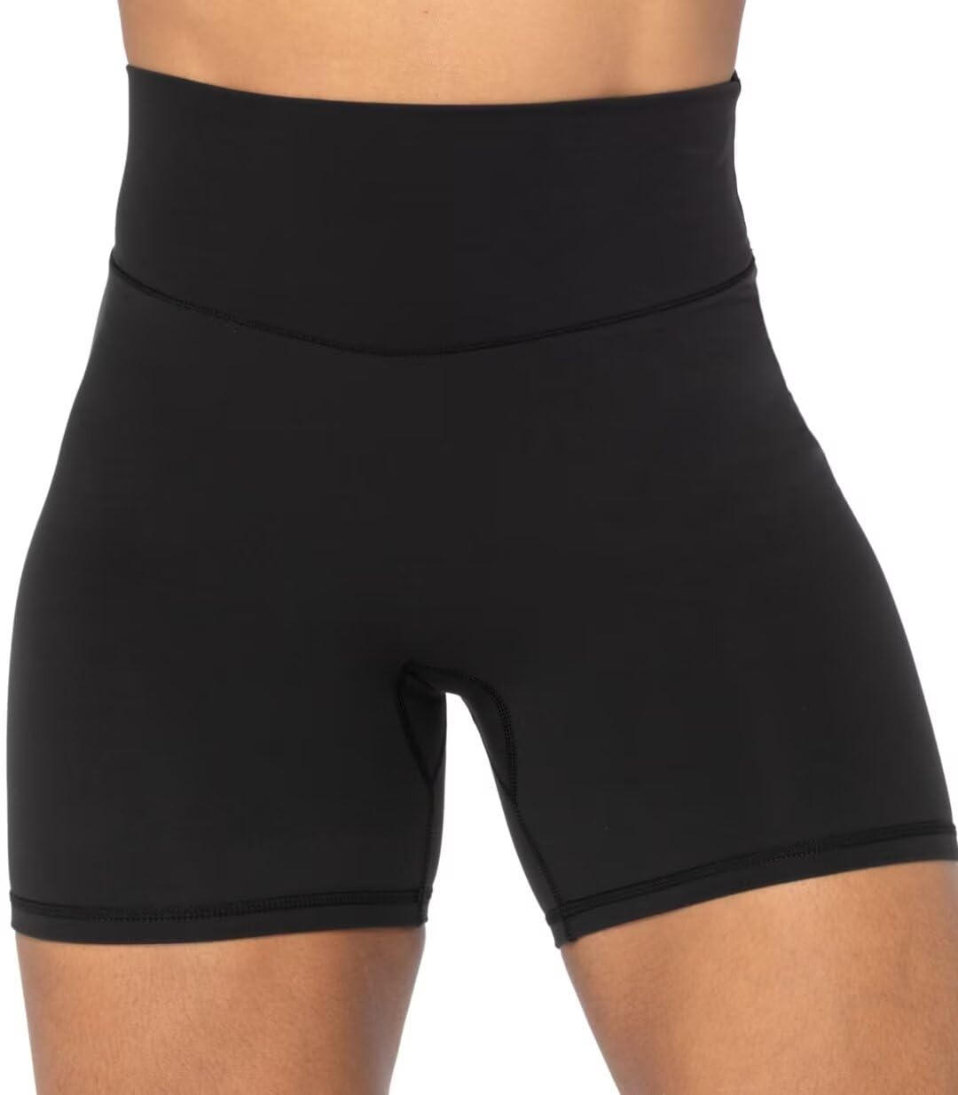 Sunzel Women's Biker Shorts in High Waist Tummy Control with No Front Seam 5" Black+Black (2 Pack) Large