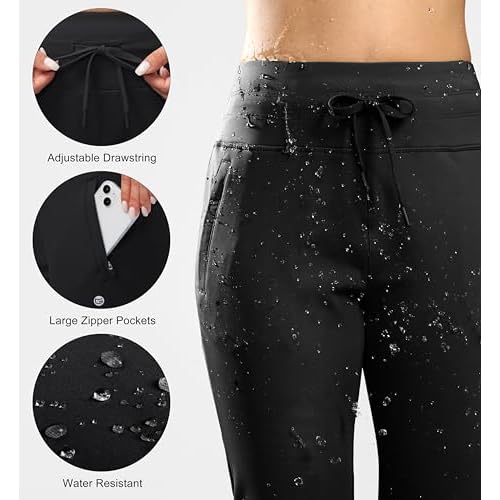 G Gradual Women's Fleece Lined Joggers High Waisted Water Resistant Thermal Winter Sweatpants Running Hiking Pockets