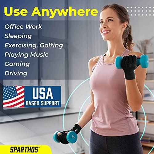 Sparthos Arthritis Hand Compression Gloves - Helps With Carpal Tunnel, Neuropathy & Artritis Pain - Support Your Hands While Typing - Fingerless Circulation Glove - Fits Men & Women (Black - Medium)