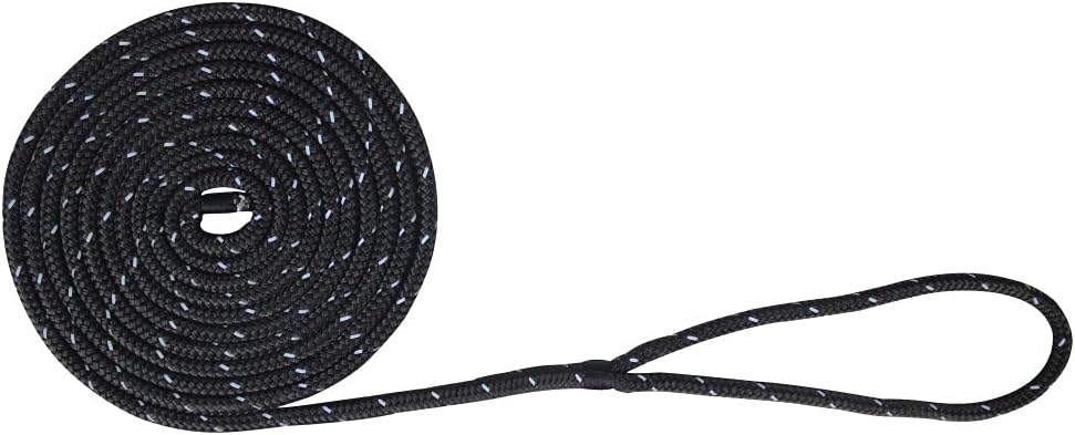 Extreme Max 3006.2475 BoatTector Double Braid Nylon Dock Line - 1/2" x 15', Black with Reflective Tracer