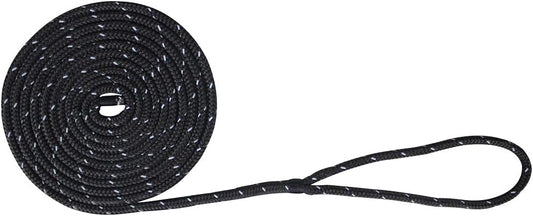 Extreme Max 3006.2463 BoatTector Double Braid Nylon Dock Line - 3/8" x 15', Black with Reflective Tracer