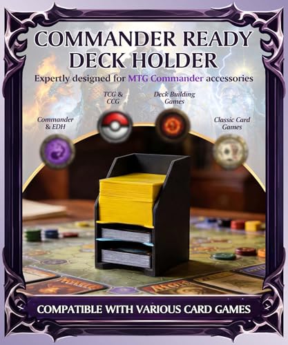Card Deck Holder for MTG Commander Black - Holds 150 Double-Sleeved Cards with Dividers