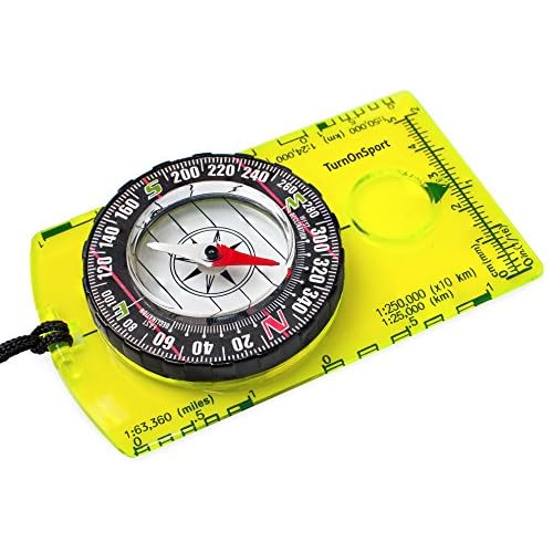 TurnOnSport Orienteering Compass - Advanced Scout Compass for Hiking, Camping, and Backpacking - Best Survival Gifts for Kids