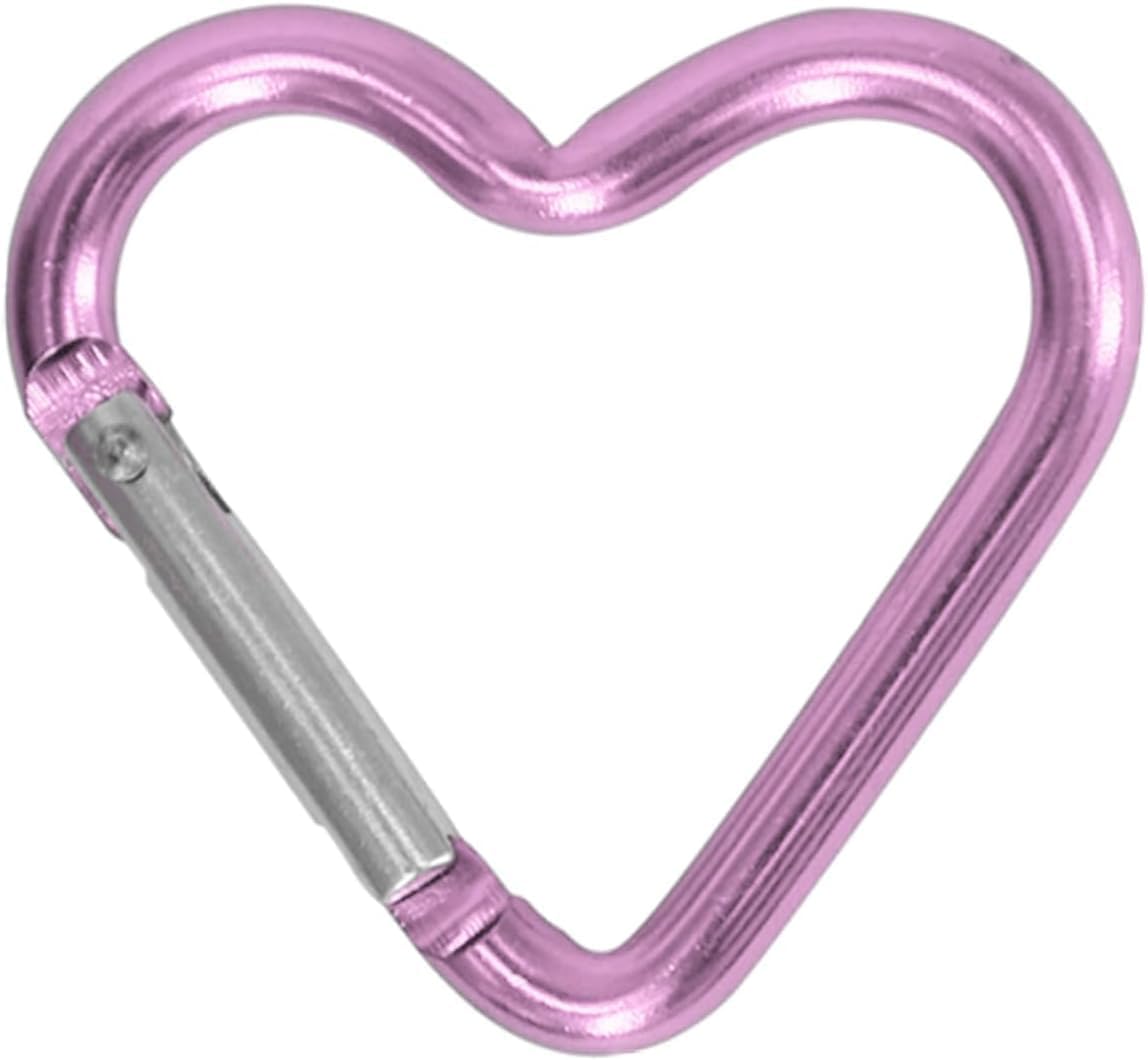 2Pcs Light Purple Heart Snap Hooks Carabiner, Hook Clip Key Holder Aluminum Alloy Keychain Clips for Outdoor Traveling Walking Lightweight Aluminum Alloy Keychain Clip Backpack Carabiner Car Keychain