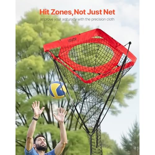 VEVOR Volleyball Training Net System,8 * 11/12 * 11ft/Pitching Practice/Spiking Practice/14 Net,Portable Net Station, Easy Setup Indoor Outdoor Target Net for Serving Spiking Setting