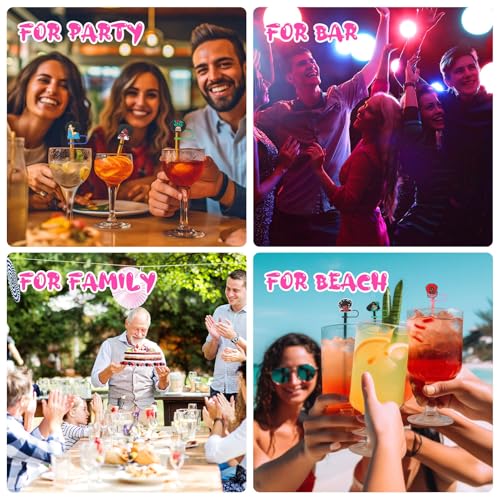 50 Pcs Pink Black Girl Straw Cover Caps Compatible with Stanley Cup, Silicone Cute Reusable Straw Toppers compatible with Stanley Cup Accessories 10mm