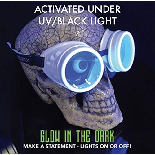 UMBRELLALABORATORY Hyper Vision goggles white Steampunk Rave Meme Glasses - nerd funny gift for men women