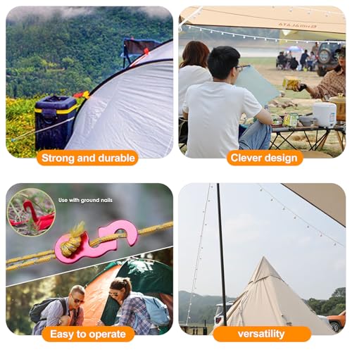 CoguZed 20Pcs Rope Tensioner and Tightener, Aluminum Alloy Camping Tent Guyline Cord Adjuster Camping of Gear, Tent Guyline & Paracord Tensioners, Hiking, Outdoor