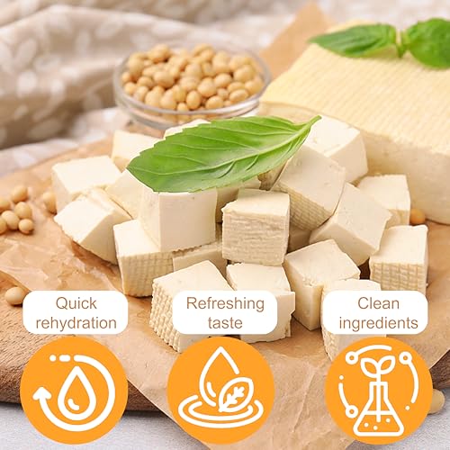 6.5oz Freeze Dried Tofu Cubes ? 1cm Bite-Sized High Protein Dehydrated Tofu ? Instant Vegan Food for Ramen Toppings, Miso Soup, Hiking & Emergency Keto Meals