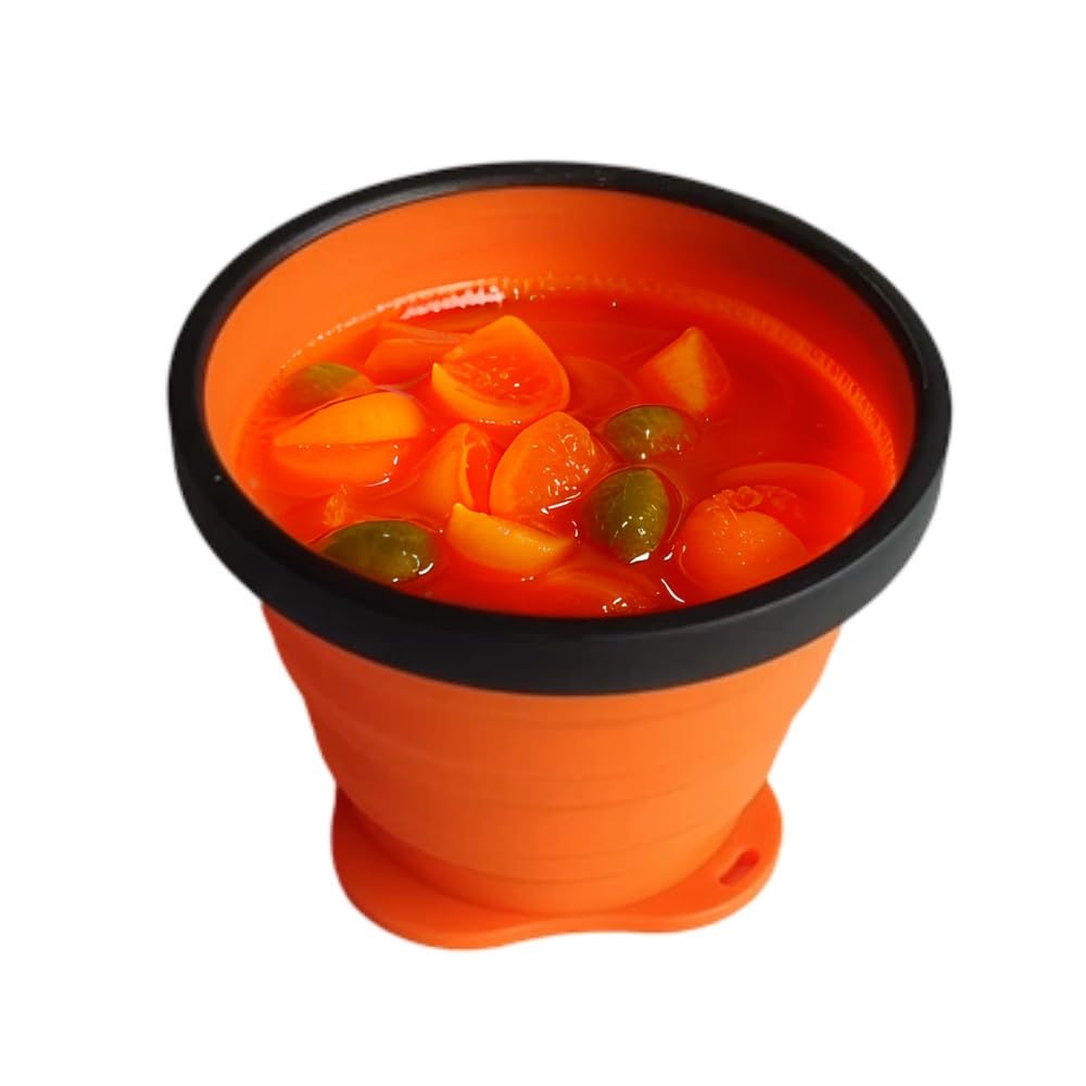 450ml Collapsible Silicone Camping Cup - Portable Foldable Drinking Mug for Outdoor, Hiking & Travel(Orange)