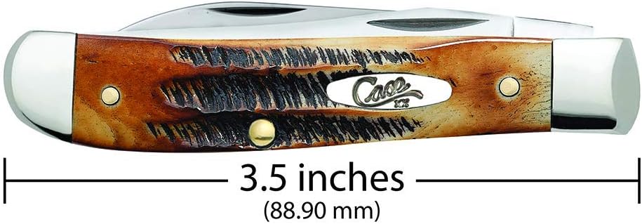 Case WR XX Pocket Knife Burnt 6.5 Bonestag Wharncliffe Mini Trapper Item #65305 - (6.5207W SS) - Length Closed: 3 1/2 Inches