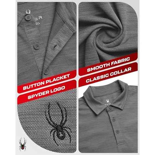 Spyder Mens Golf Shirts - Lightweight Moisture-Wicking Athletic Performance Collared Short Sleeve Polo Shirts for Men