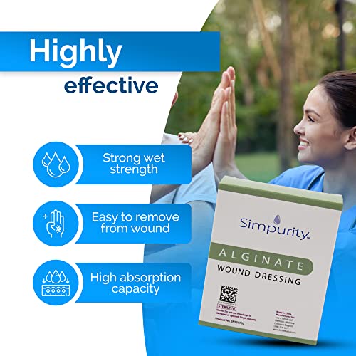 Calcium Alginate Wound Dressing 4x5 Inches - 10 Non-Stick Absorbent Pads for Heavy Exudate