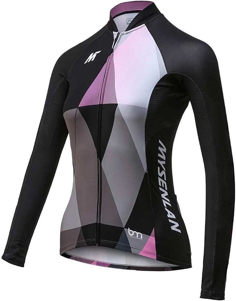 Mysenlan Women's Cycling Long Sleeve Breathable Jersey Set 3D Padded Long Pants Bike Shirt Bicycle Tights Clothing