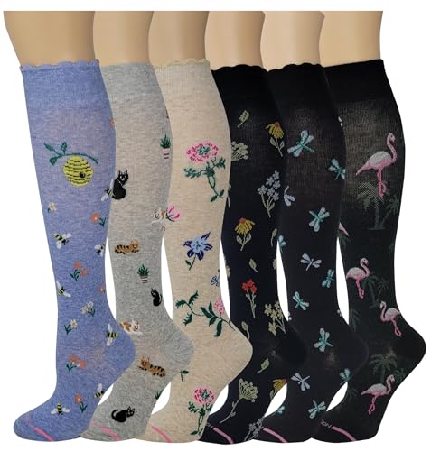 Women's Assorted Graduated Compression Socks Pack of 6 Pairs - Therapeutic Support