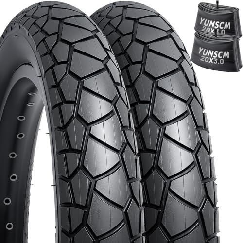 YUNSCM 2-PCS 20" E-Bike Fat Tires 20x3.0/76-406 Compatible with 20x3.0 All-Terrain Directional Tread Bicycle Tires