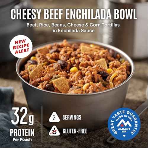 Mountain House GlutenFree Cheesy Beef Enchilada Bowl FreezeDried Food for Camping, 12 Servings, 30Year ShelfLife
