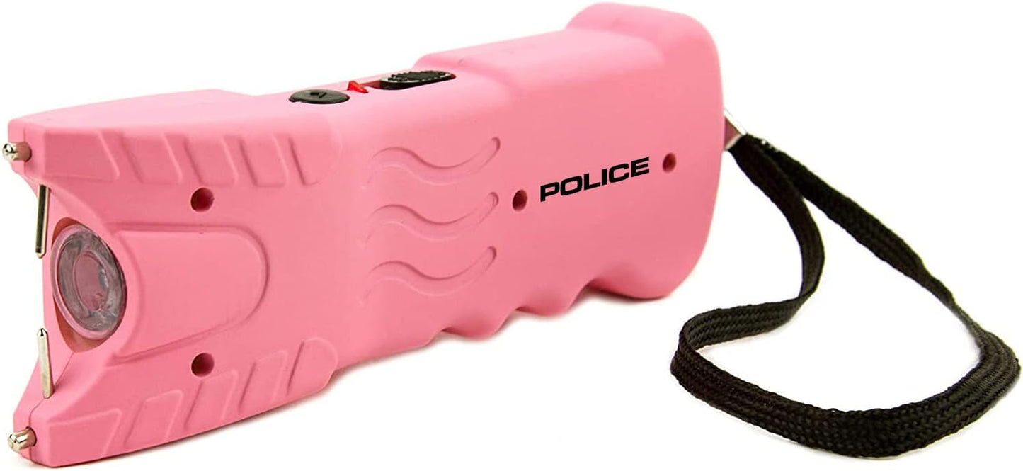 POLICE Stun Gun for Self Defense 916 – High Voltage Rechargeable with LED Flashlight, Compact & Heavy Duty – Personal Security for Women – Pink