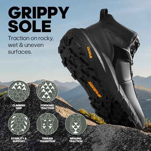 NORTIV 8 Men's Waterproof Hiking Boots Lightweight Outdoor Mid Trekking Leather Shoes DriftShield