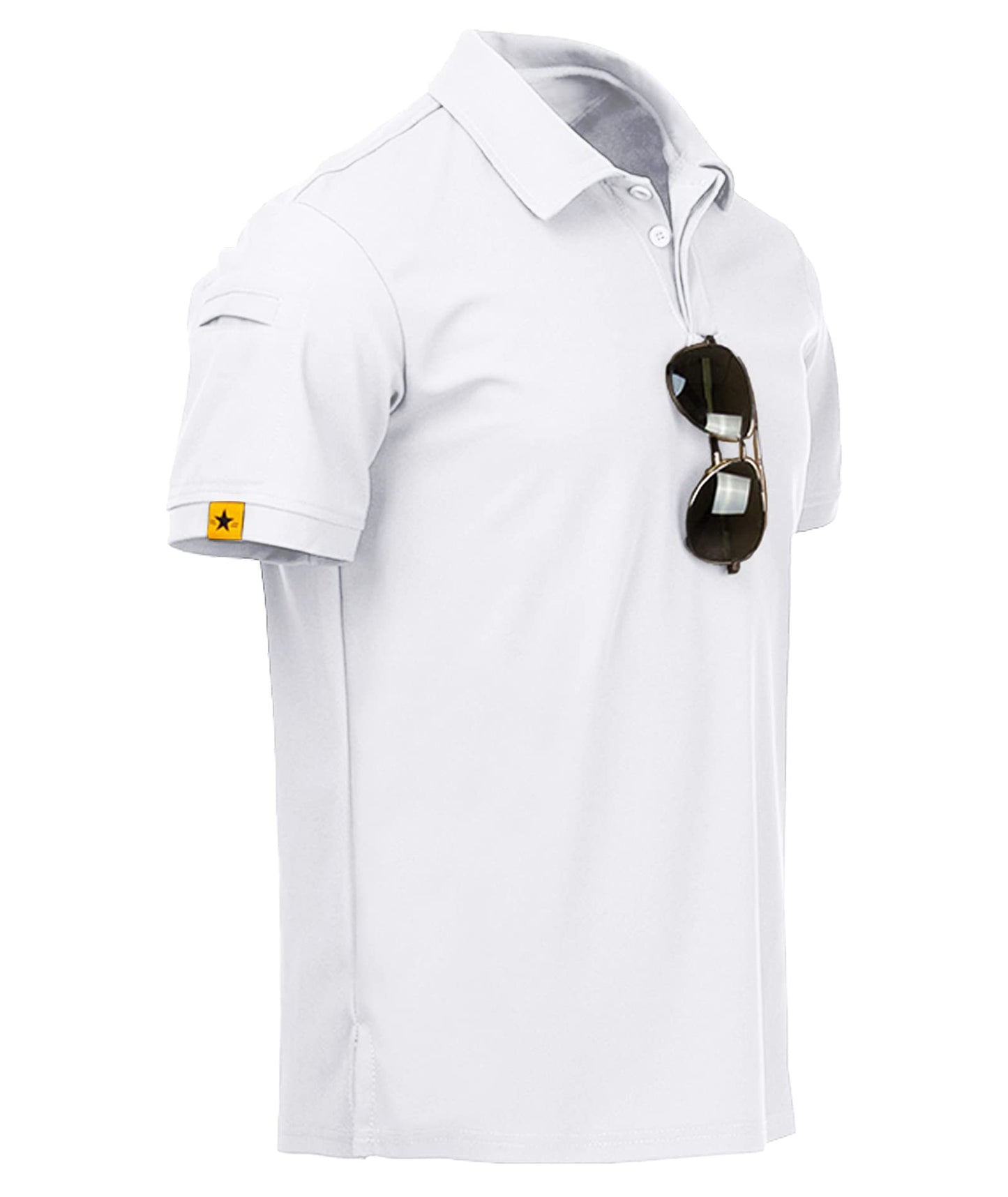 ZITY Mens Polo Shirt Short Sleeve Sports Tactical T-Shirt Athletic Golf Polos Daily Casual Stylish Collared Shirts for Men White X-Large