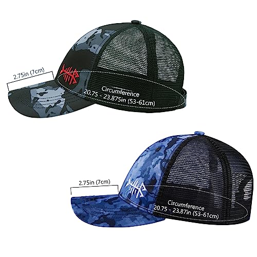 Men Women Adjustable Mesh Back Trucker Cap Baseball Hat - Black Camo & Blue/Black Camo