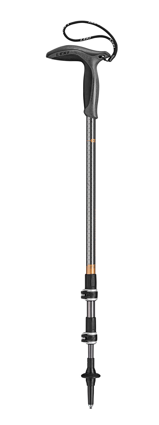 LEKI Wanderfreund Makalu Aluminum Adjustable Lightweight Walking Pole (Single) for Trekking & Hiking - Black-Anthracite-Copper - 90-120 cm